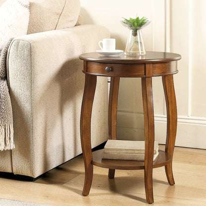 Alysa Walnut Accent Table With Round Top