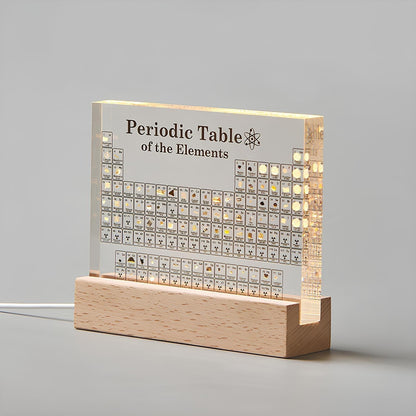 LED Periodic Table Element Display visual artwork with illuminated grid on a wooden base on Tampa Home & Garden Store