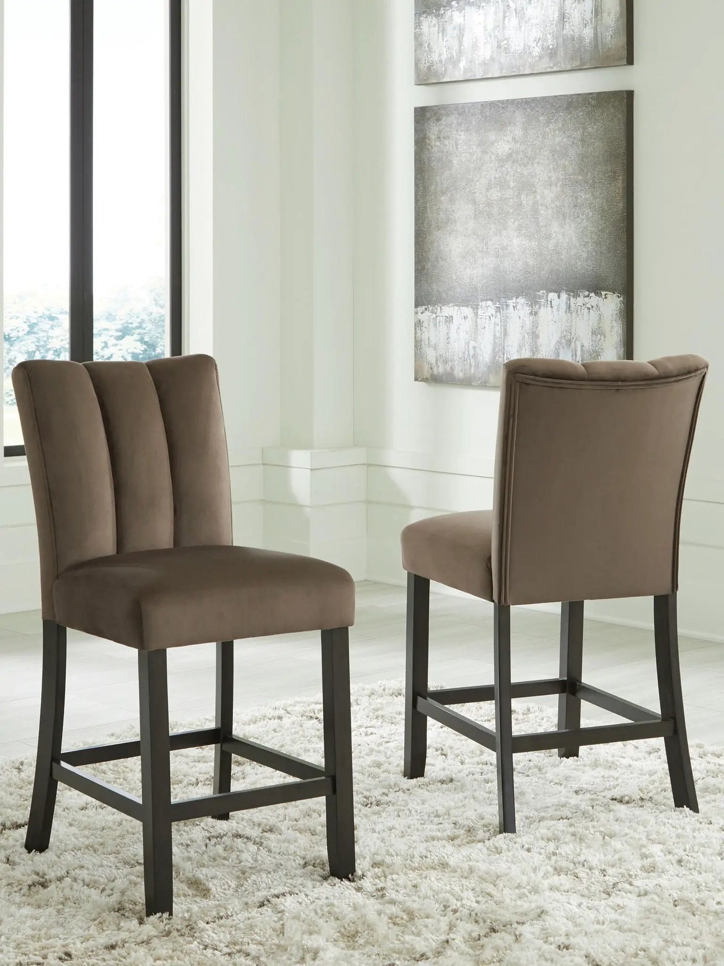 Jeshina Upholstered Barstool Set of 2 Mocha