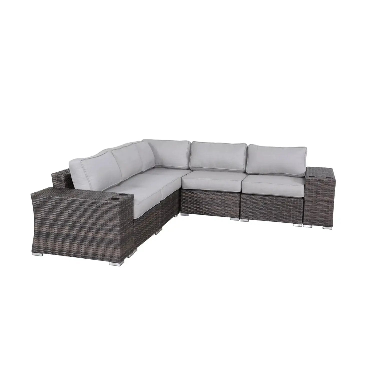 Rattan sectional sofa with cushions by Unique Piece Furniture brown wicker gray cushions on Tampa Home & Garden Store