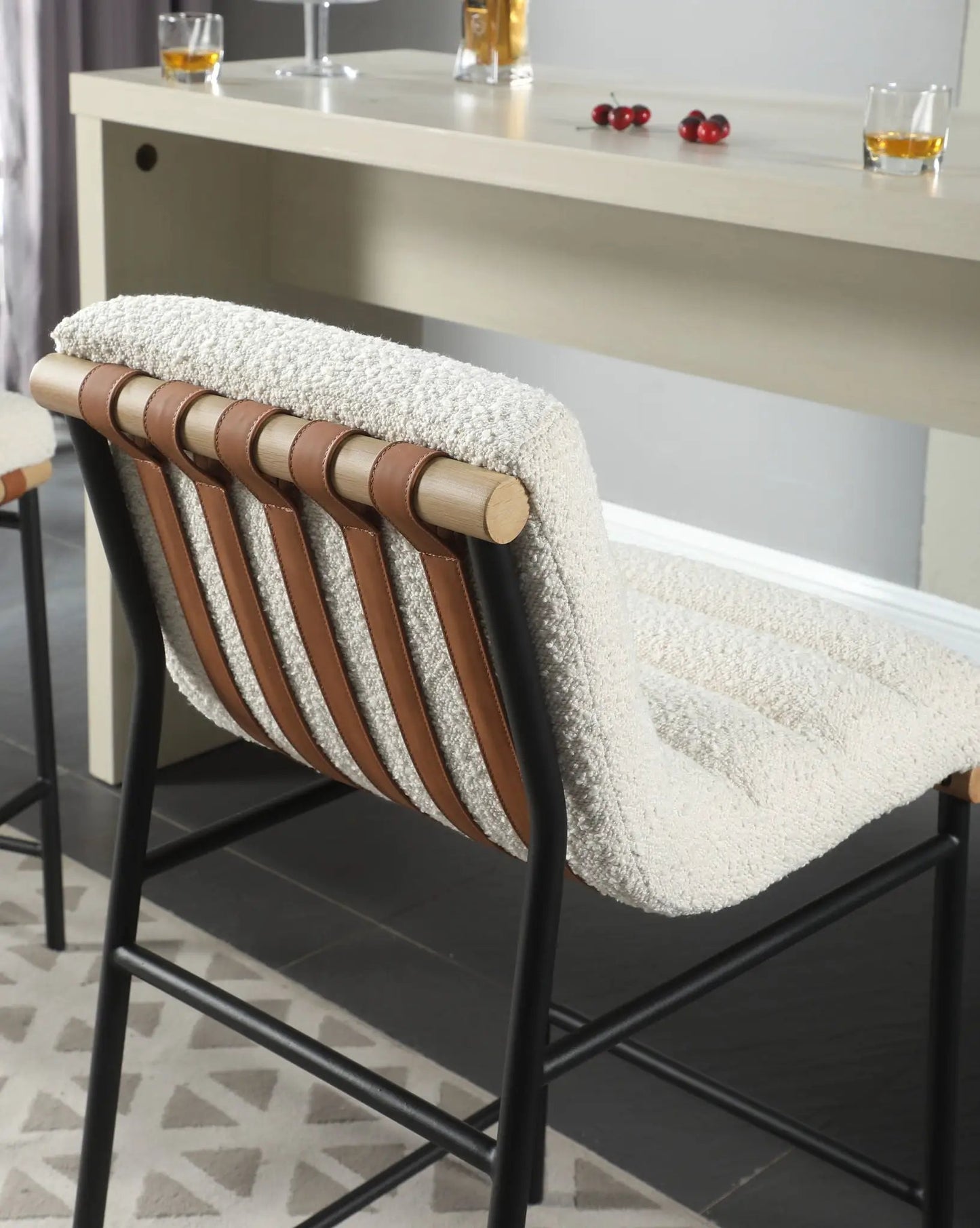 Lahni Boucle Fabric Counter Height Dining Chair