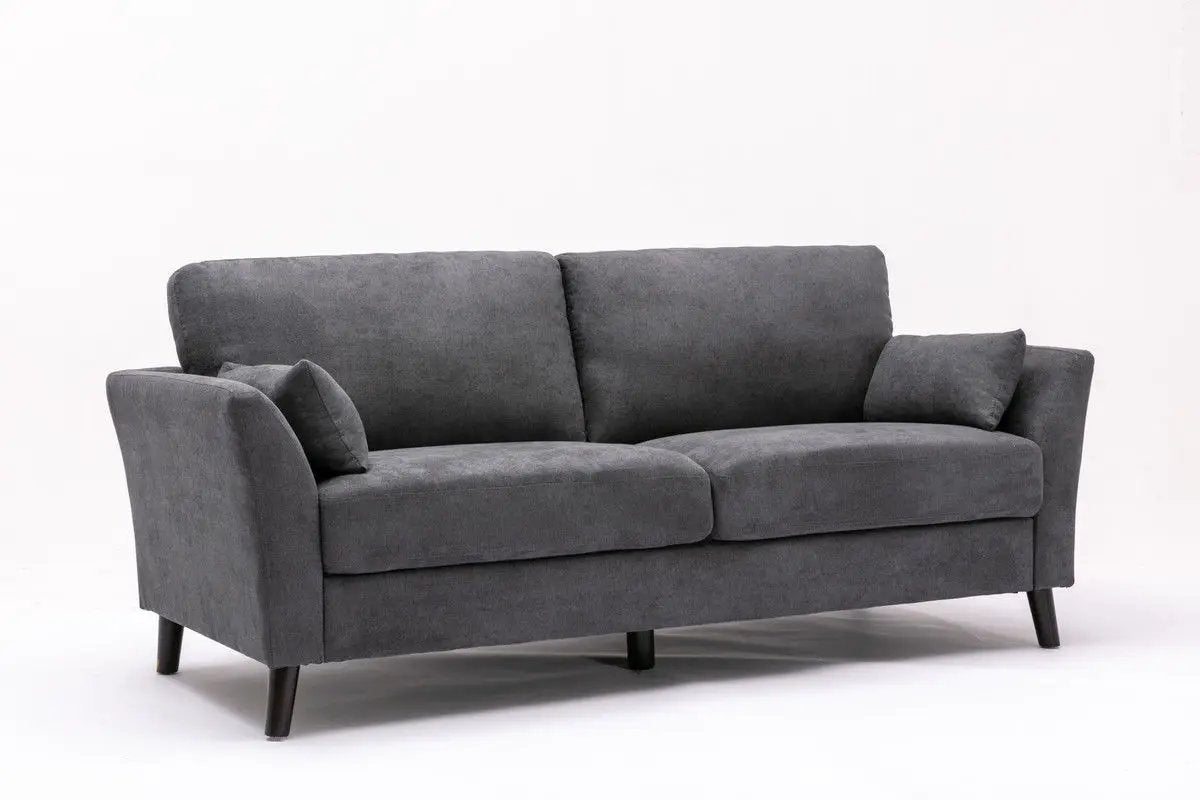 Damian Woven Fabric Sofa with Accent Pillows