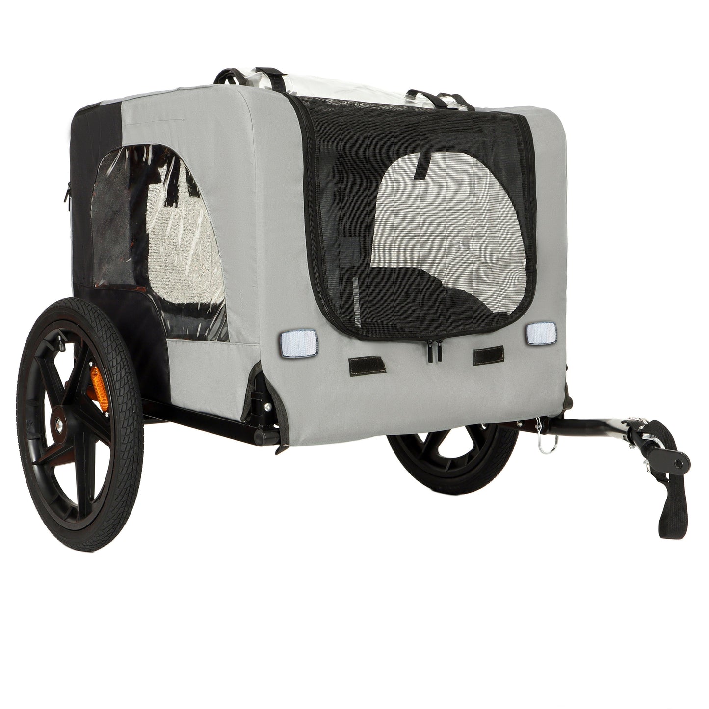 Outdoor Heavy Duty Collapsible Pet Bike Trailer with 16-Inch All-Terrain Wheels mesh window on Tampa Home & Garden Store