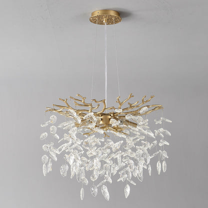 6-Light Chandelier Crystal Ceiling Lamp gold finish with hanging crystal prisms by HouseOfZazla on Tampa Home & Garden Store