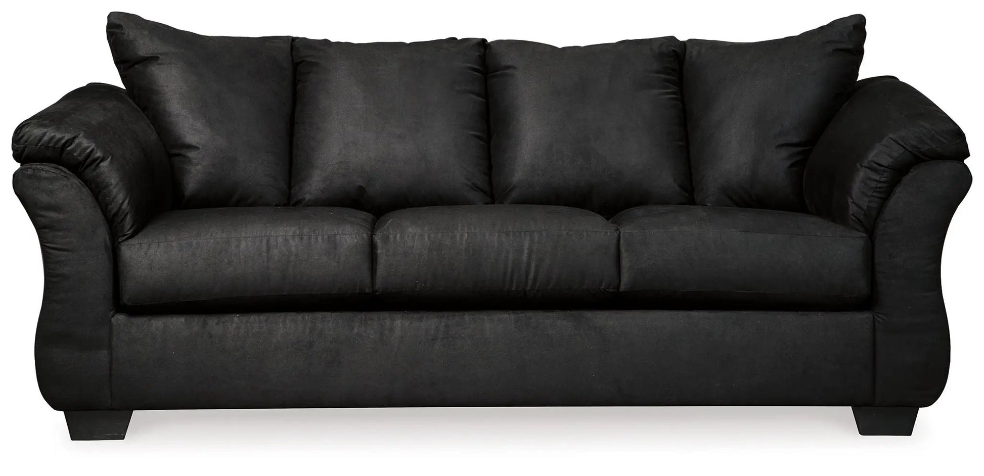 Darcy stationary sofa in black fabric with back cushions and padded arms by Unique Piece on Tampa Home & Garden Store