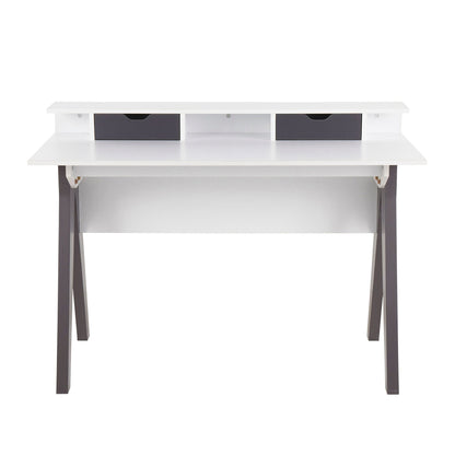 HouseOfZazla lift-top desk with storage, white top and two gray drawers on Tampa Home & Garden Store