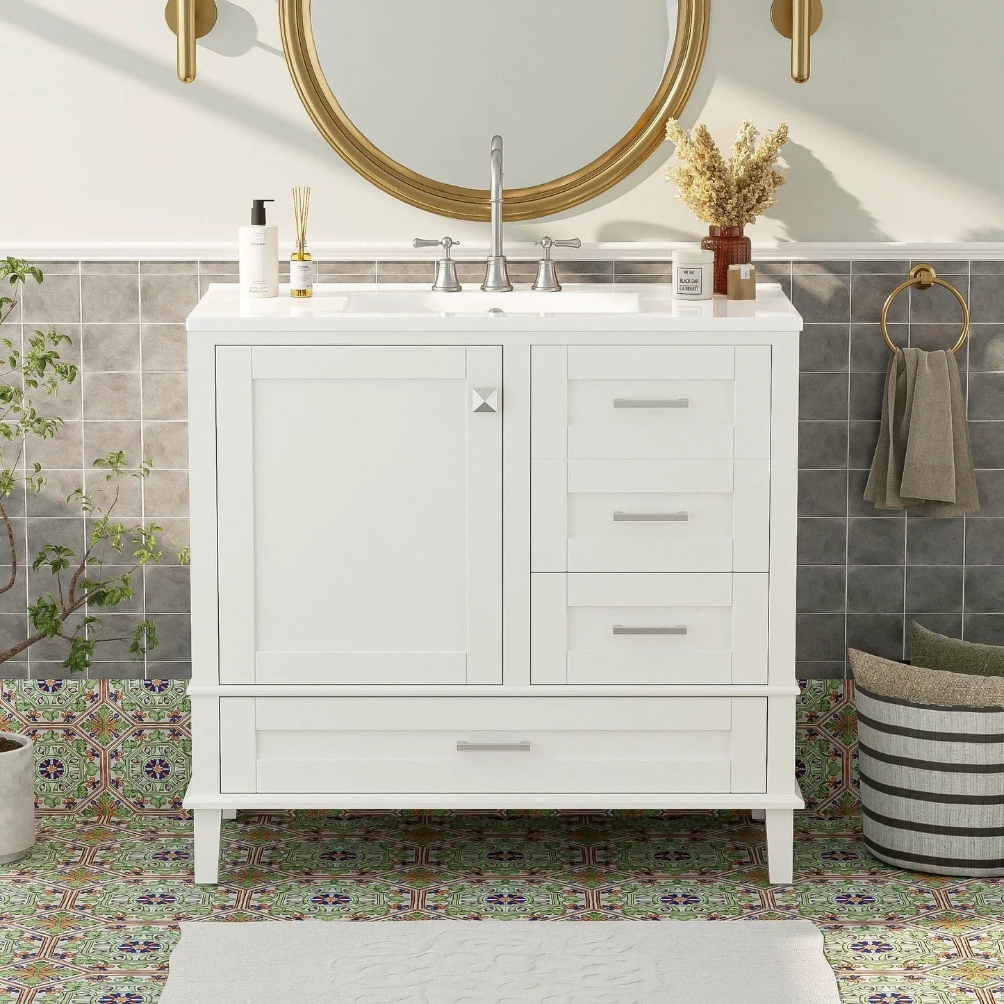 Bathroom Vanity With Sink Solid Wood Cabinet