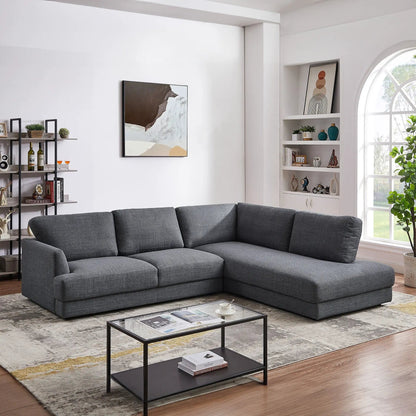 Glander Comfortable Cozy Sectional Sofa gray fabric, stationary unit by Unique Piece Furniture on Tampa Home & Garden Store
