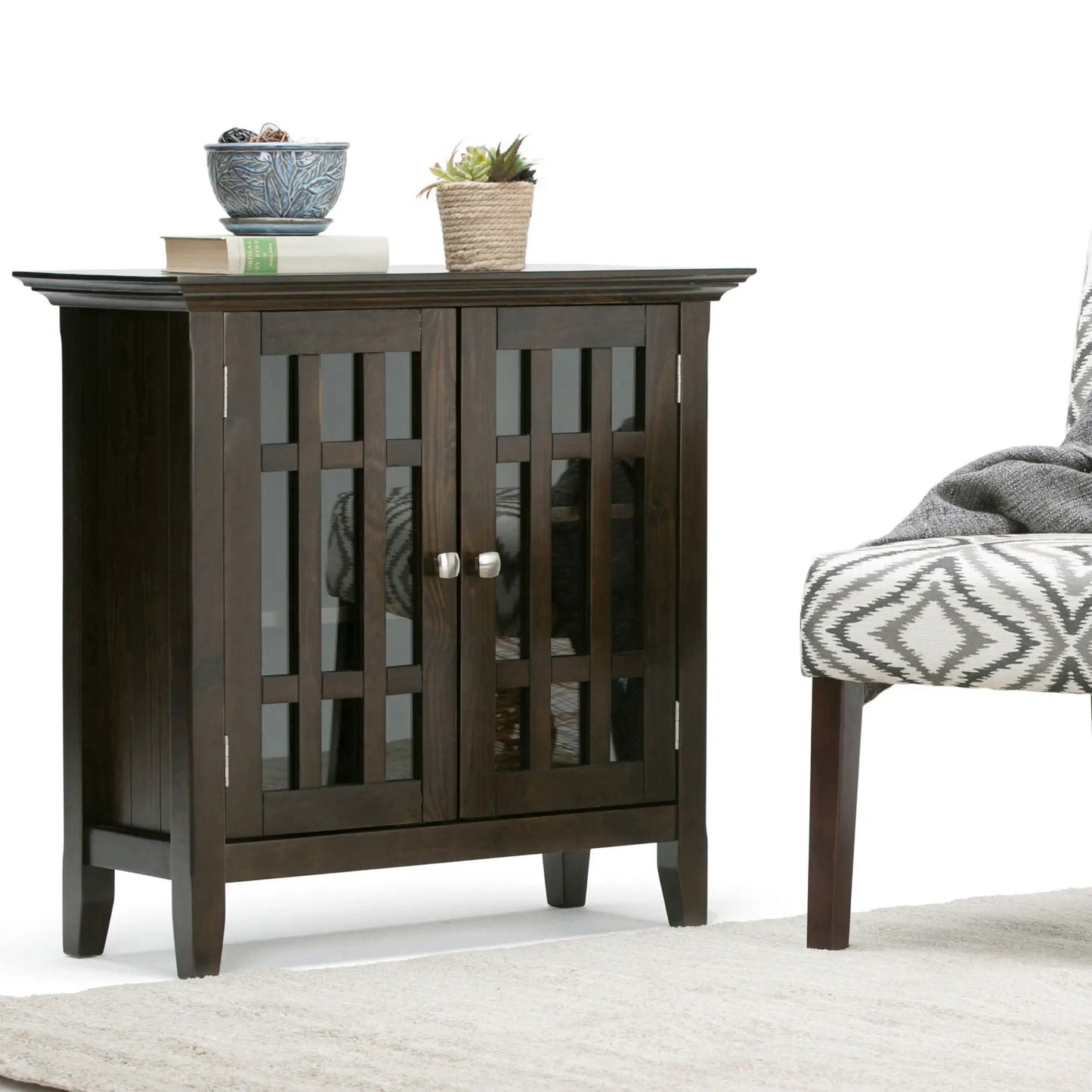 Bedford Storage Media Cabinet with Glass Doors