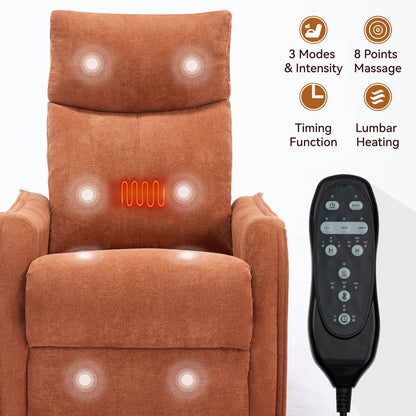 Heat massage recliner chair with rocker & swivel in burnt orange fabric by HouseOfZazla on Tampa Home & Garden Store