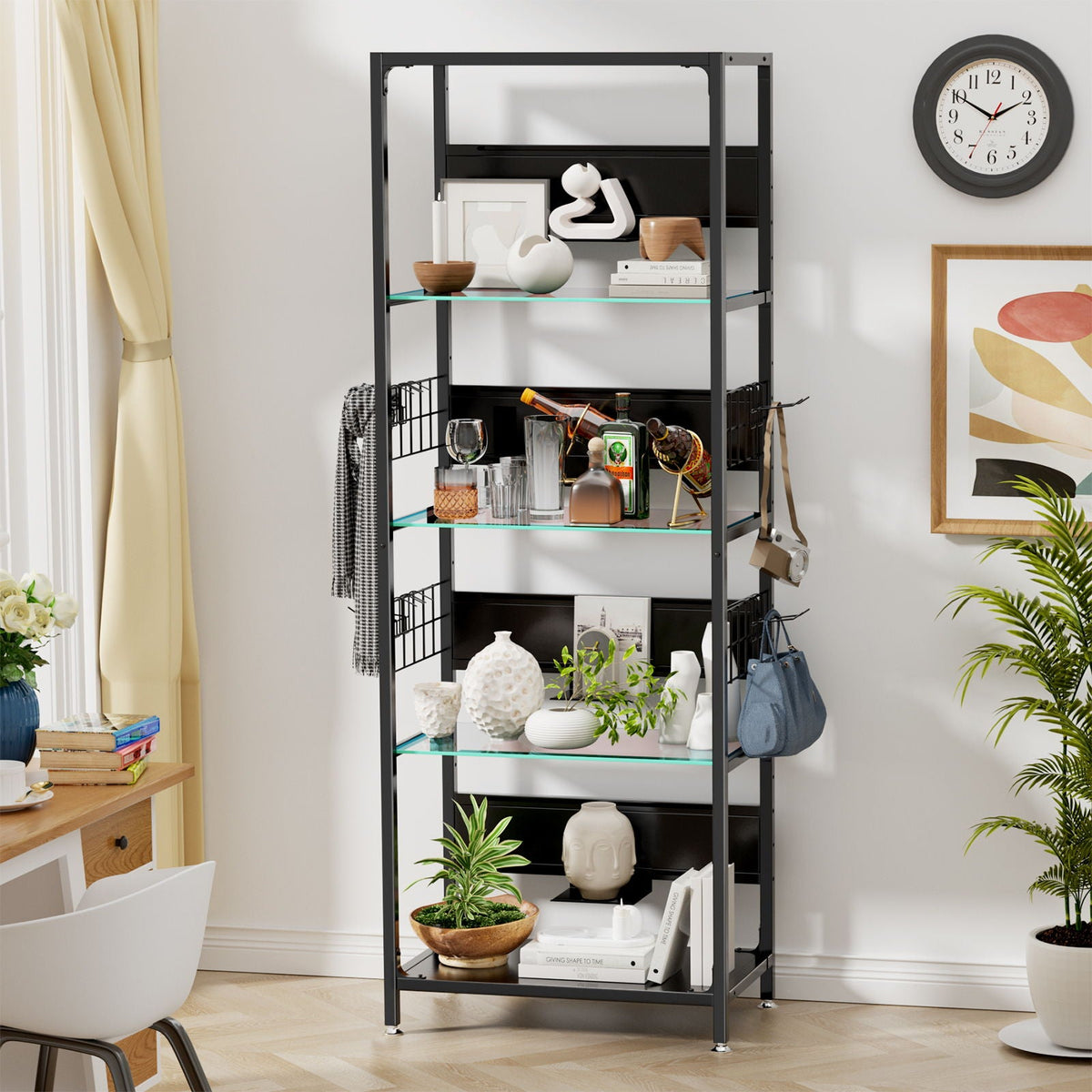 Black 4-Tier Display Cabinet with glass shelves and RGB lighting by HouseOfZazla on Tampa Home & Garden Store