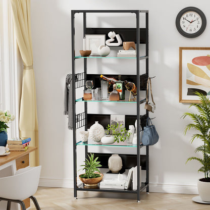 Black 4-Tier Display Cabinet with glass shelves and RGB lighting by HouseOfZazla on Tampa Home & Garden Store