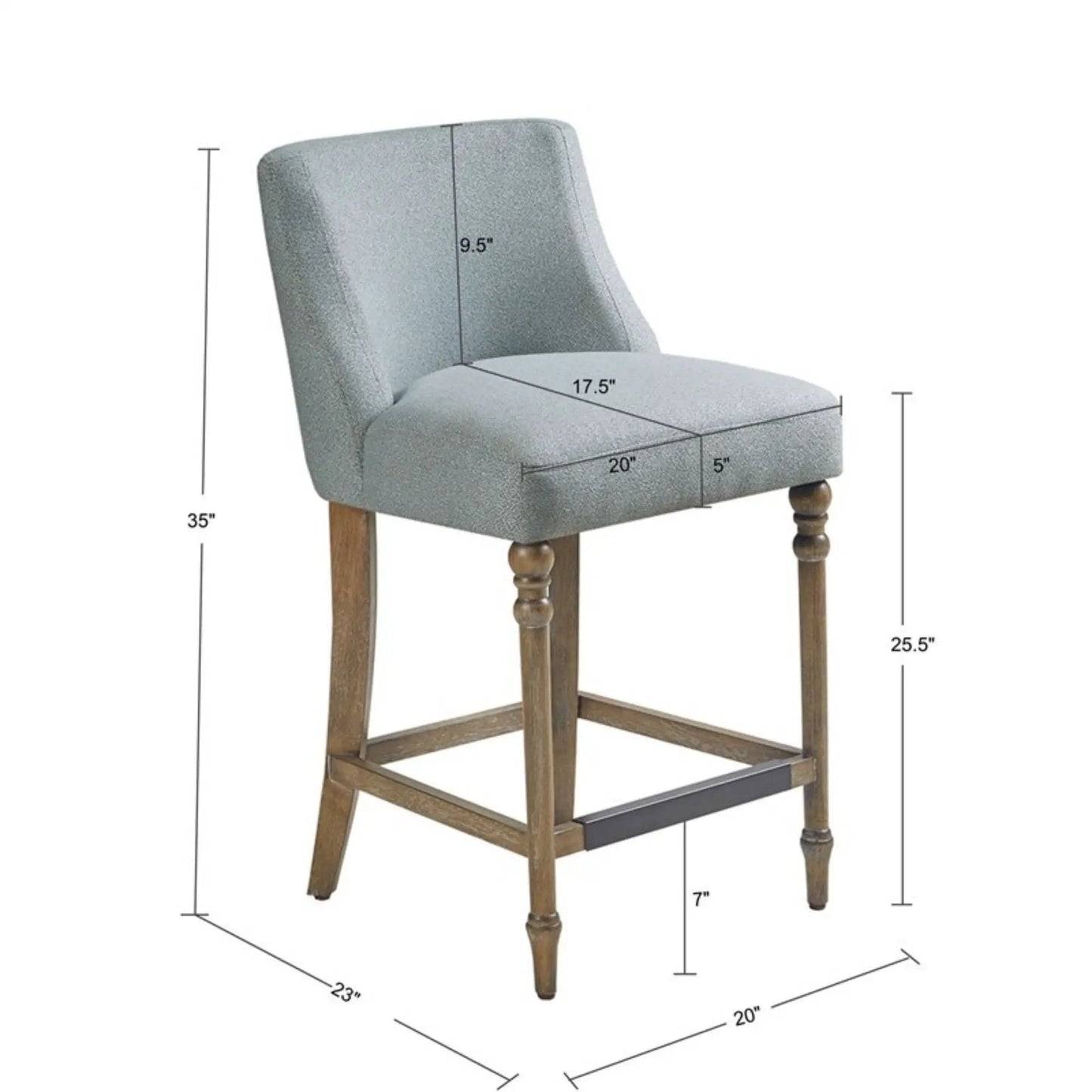Delaney Counter Stool Blue Upholstered Seat