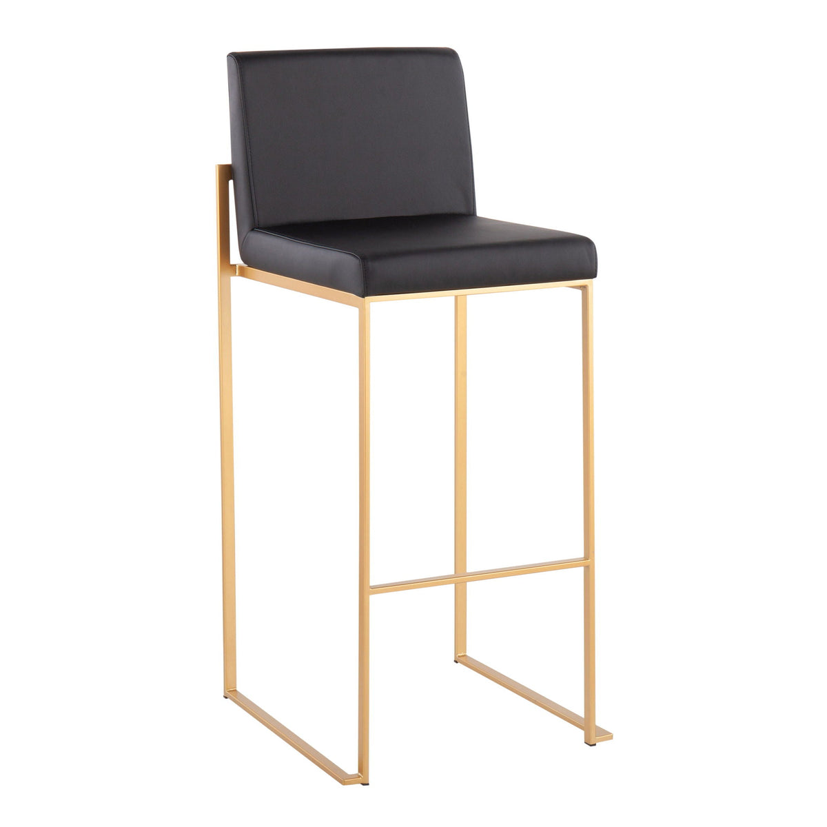 Contemporary high-back barstool, black upholstery, gold frame by HouseOfZazla on Tampa Home & Garden Store