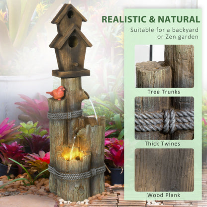 Outdoor Birdhouse and Fountain with Lights