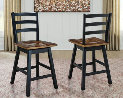 Wildenauer Swivel Stool Set of 2, black metal frames, wood seats, Unique Piece Furniture on Tampa Home & Garden Store