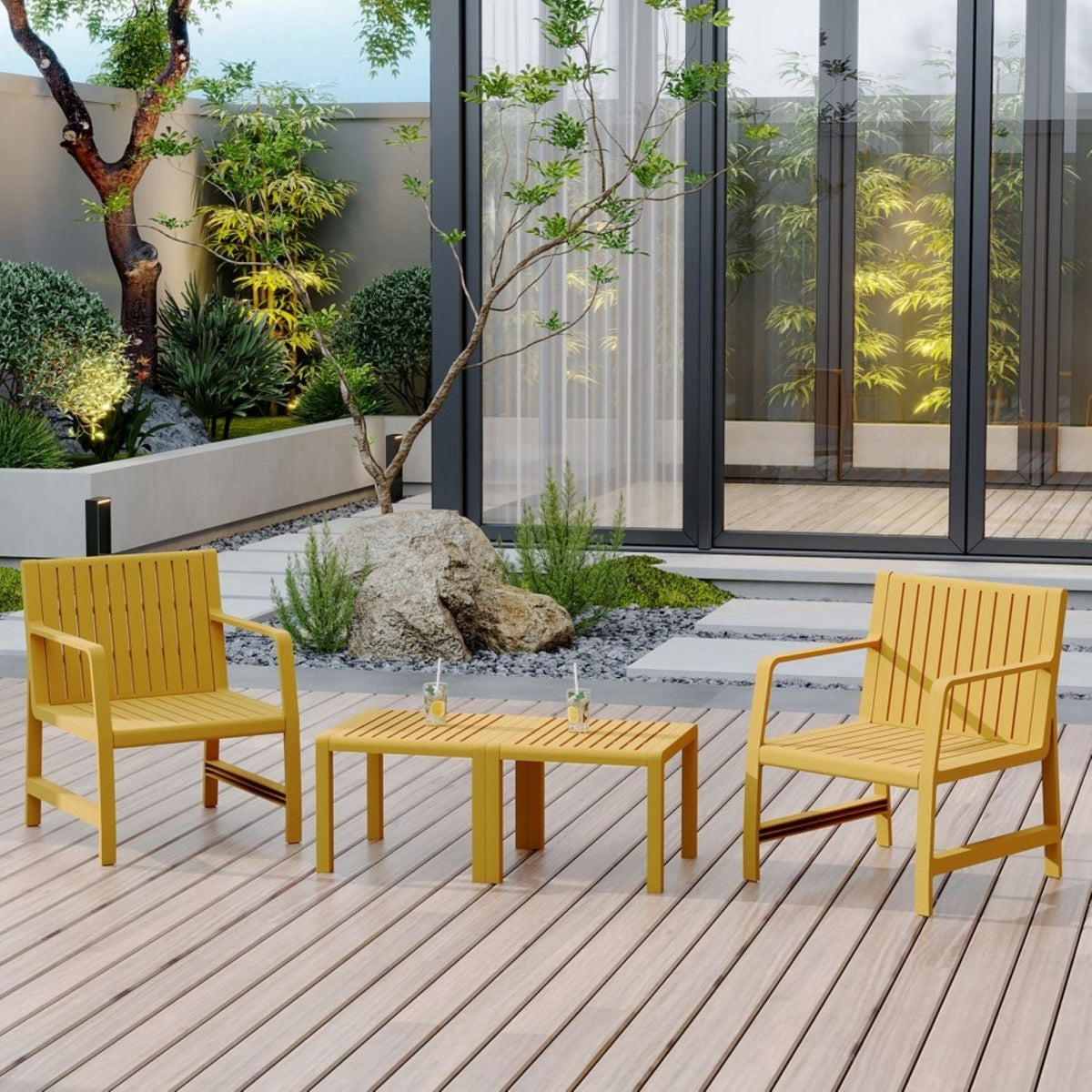 Orange waterproof 2-piece outdoor patio set with table and chairs by HouseOfZazla on Tampa Home & Garden Store