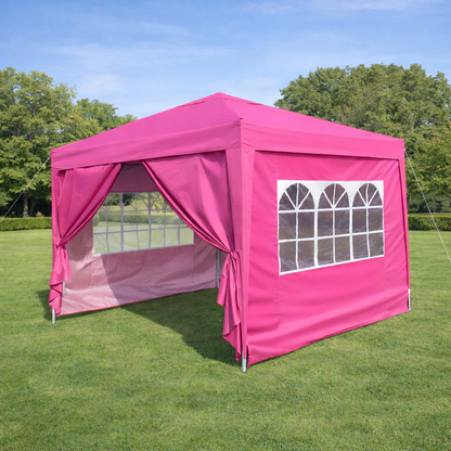 Canopies HouseOfZazla 10x10ft pink outdoor pop up gazebo tent with clear arched window panels on Tampa Home & Garden Store