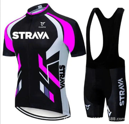 Red Cycling Jersey With Short Sleeve Bib Shorts