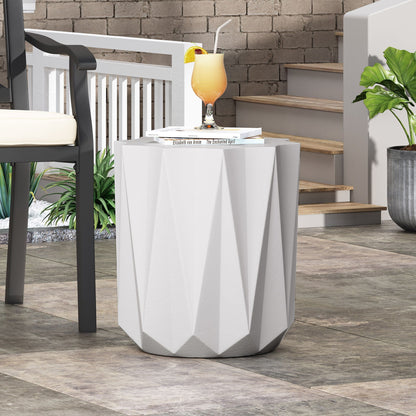 Antique White Minimalist Concrete Side Table