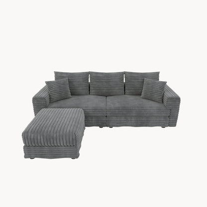 Deep Seat Sofa Bed With Ottoman and Soft Pillows