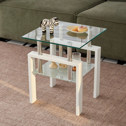 Tempered Glass Table With Storage For Living Room