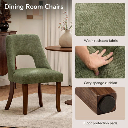 Dining chair set of 2 in green upholstery with curved wood legs Unique Piece Furniture on Tampa Home & Garden Store