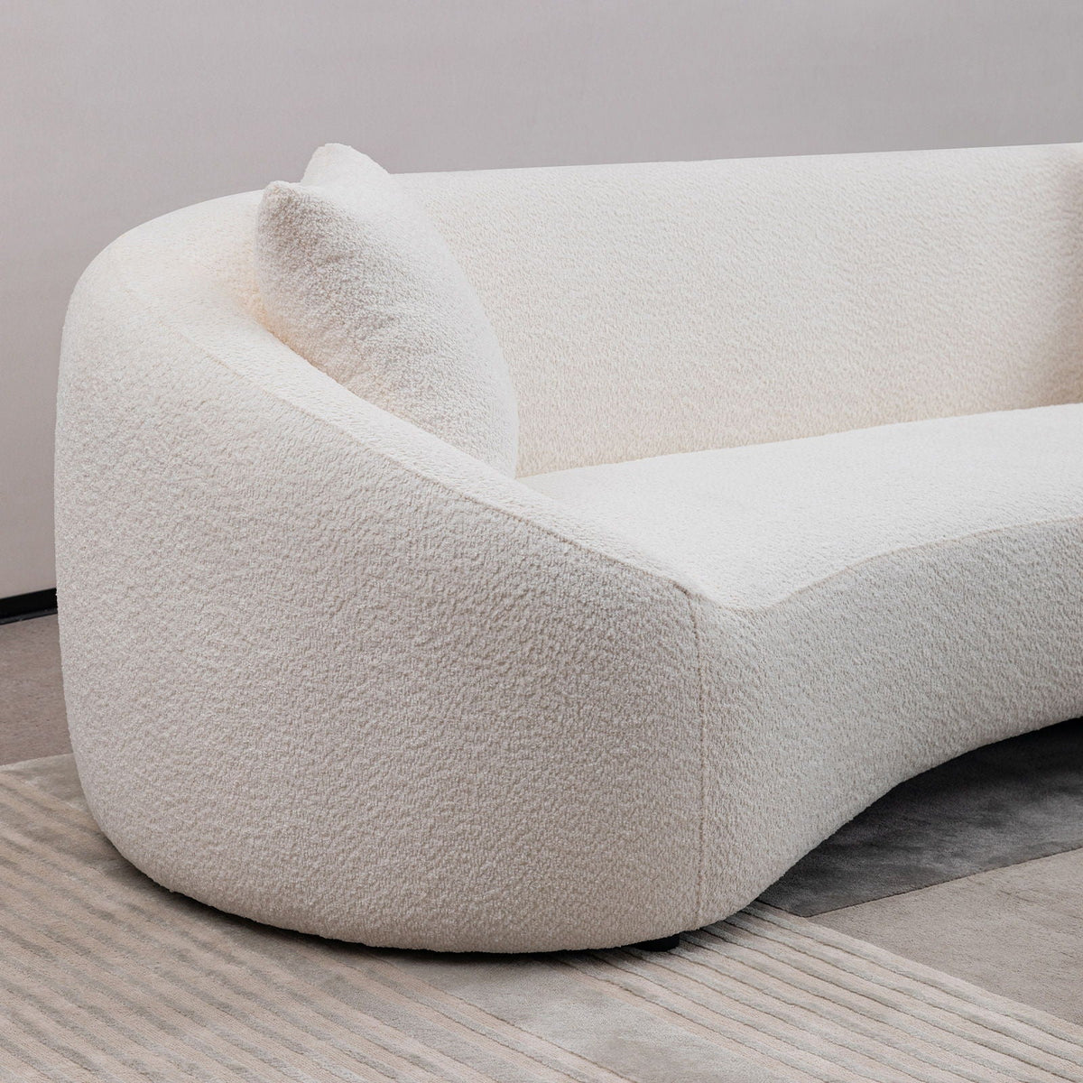White Curved Three Seater Sofa For Living