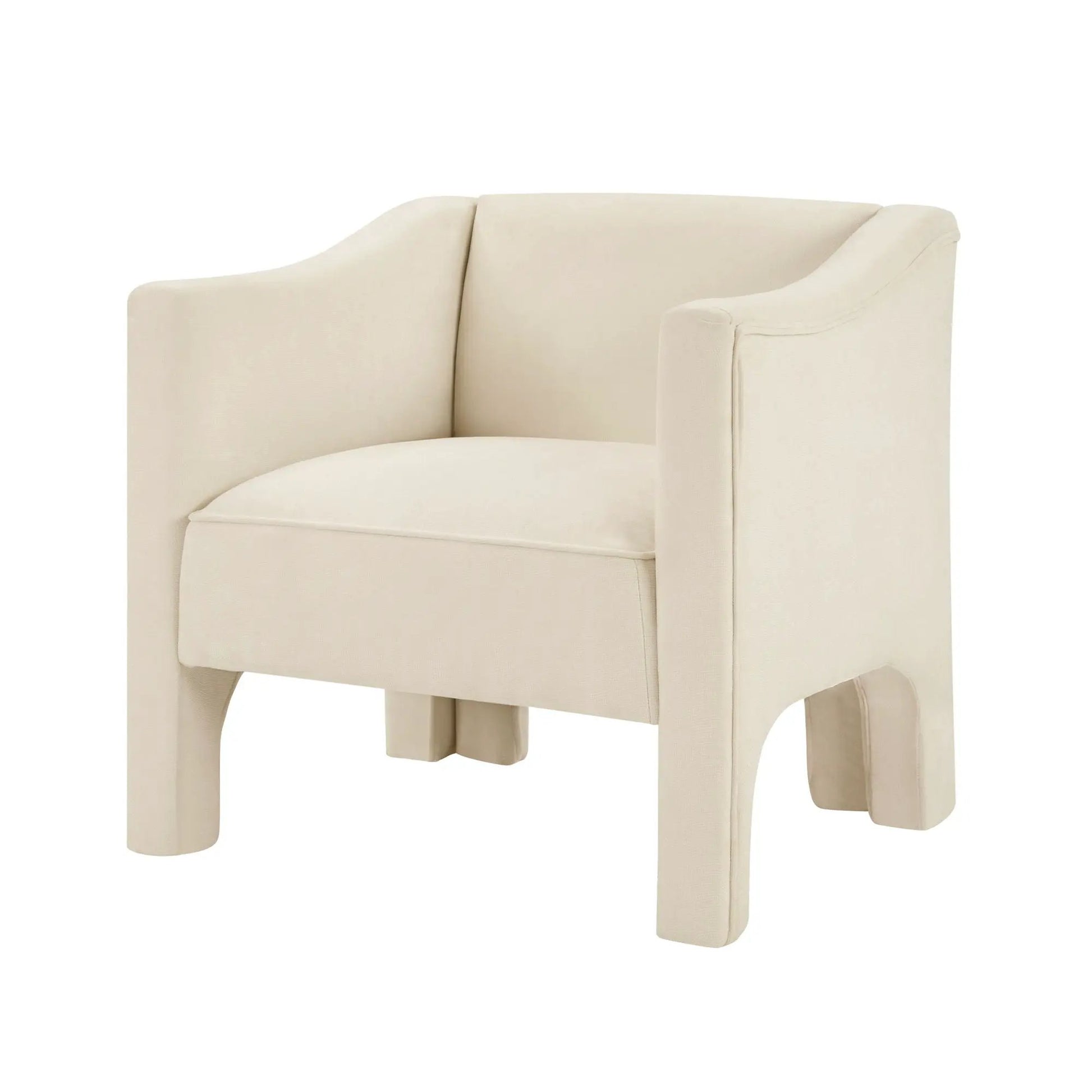 Barrel Accent Chair with Enclosed Arms in beige fabric by Unique Piece Furniture on Tampa Home & Garden Store