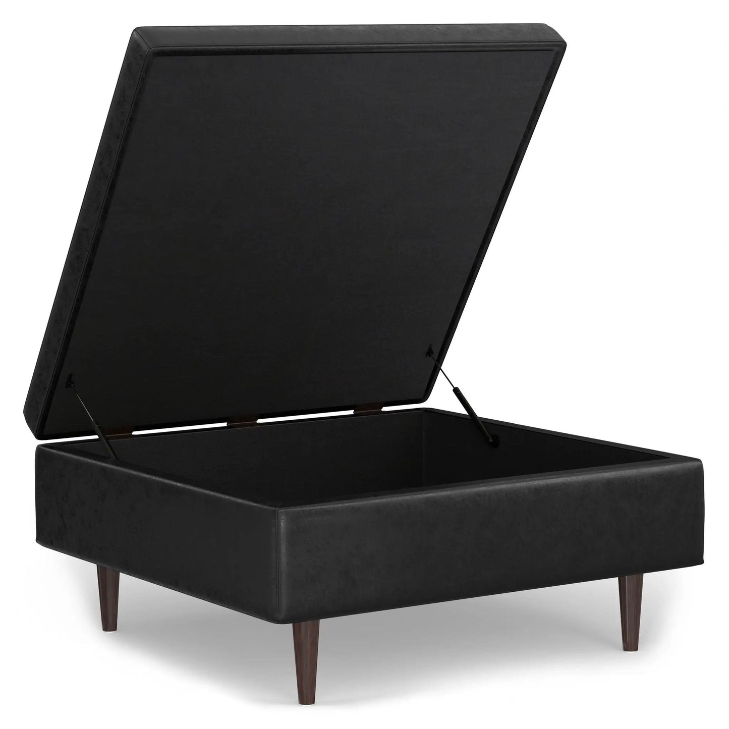 Shay large square storage ottoman in black faux leather with lift-top by Unique Piece Furniture on Tampa Home & Garden Store