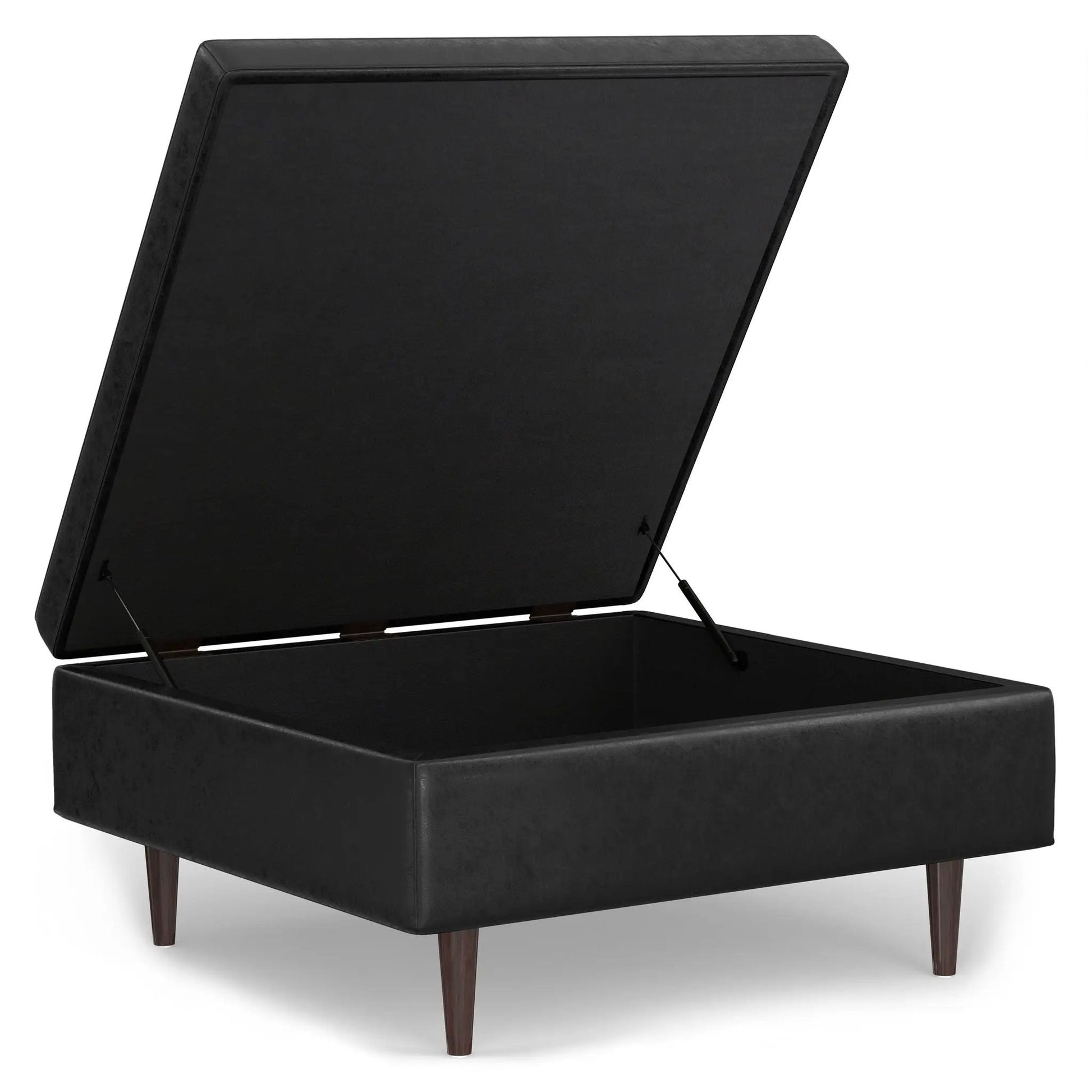 Shay large square storage ottoman in black faux leather with lift-top by Unique Piece Furniture on Tampa Home & Garden Store