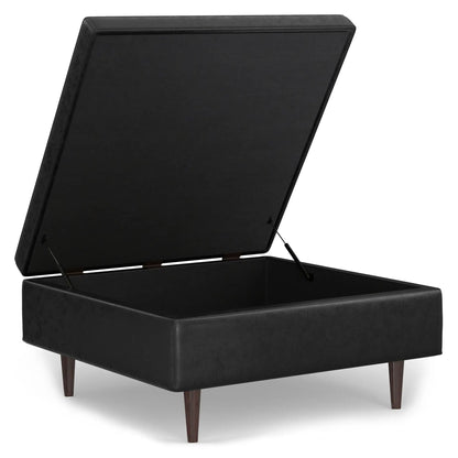 Shay large square storage ottoman in black faux leather with lift-top by Unique Piece Furniture on Tampa Home & Garden Store