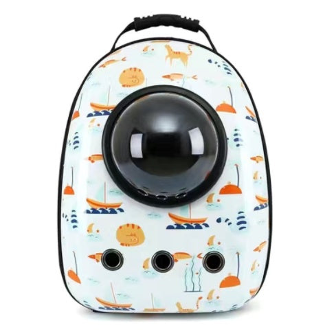 Pet Bag Out Portable Space Bag carrier for cats and dogs with round bubble window pastel print on Tampa Home & Garden Store