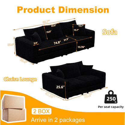 4 Seat Modern Comfy Upholstered Sofa Cloud Couch by HouseOfZazla in black fabric on Tampa Home & Garden Store