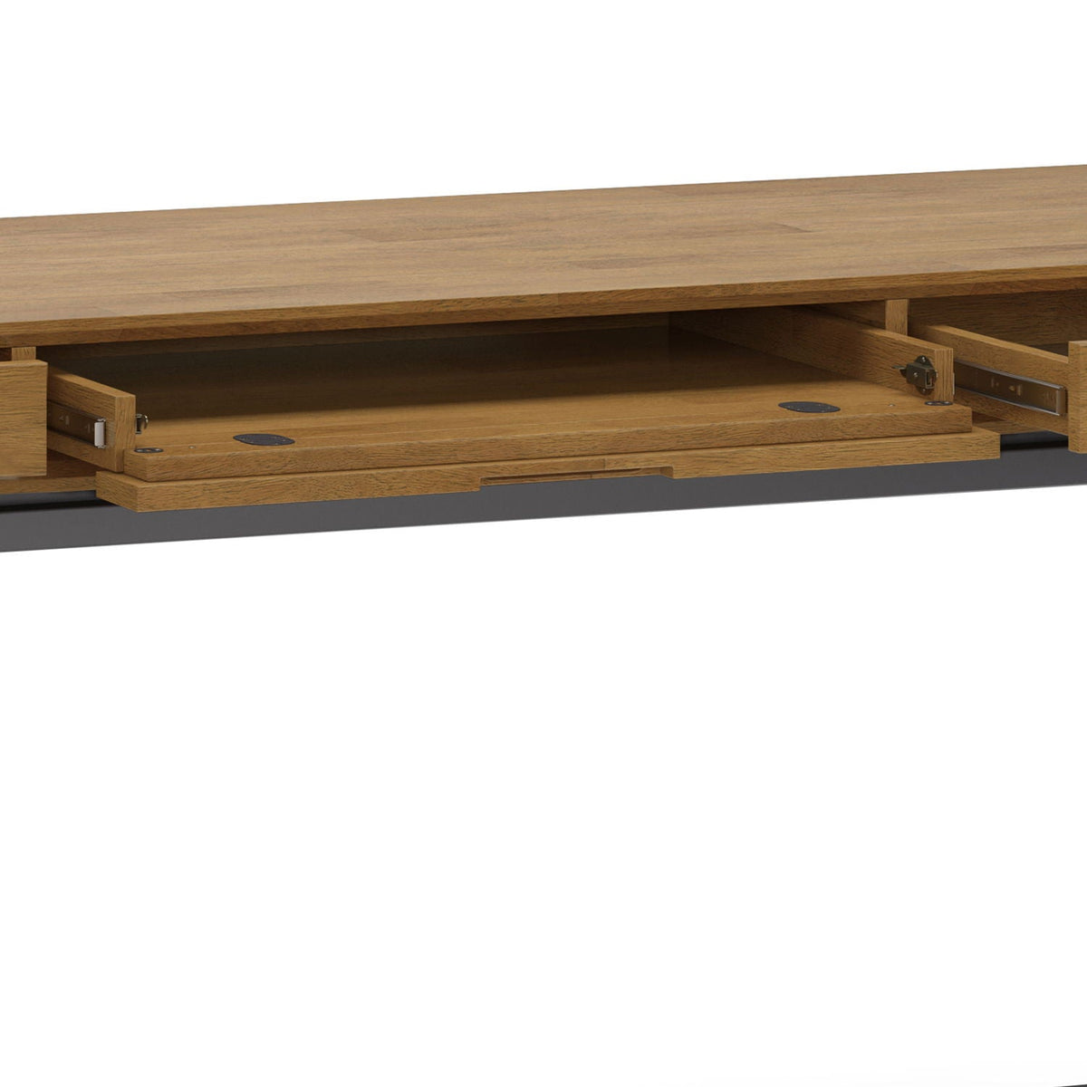 Mid Century Wide Writing Desk with Three Drawers in oak finish by HouseOfZazla on Tampa Home & Garden Store