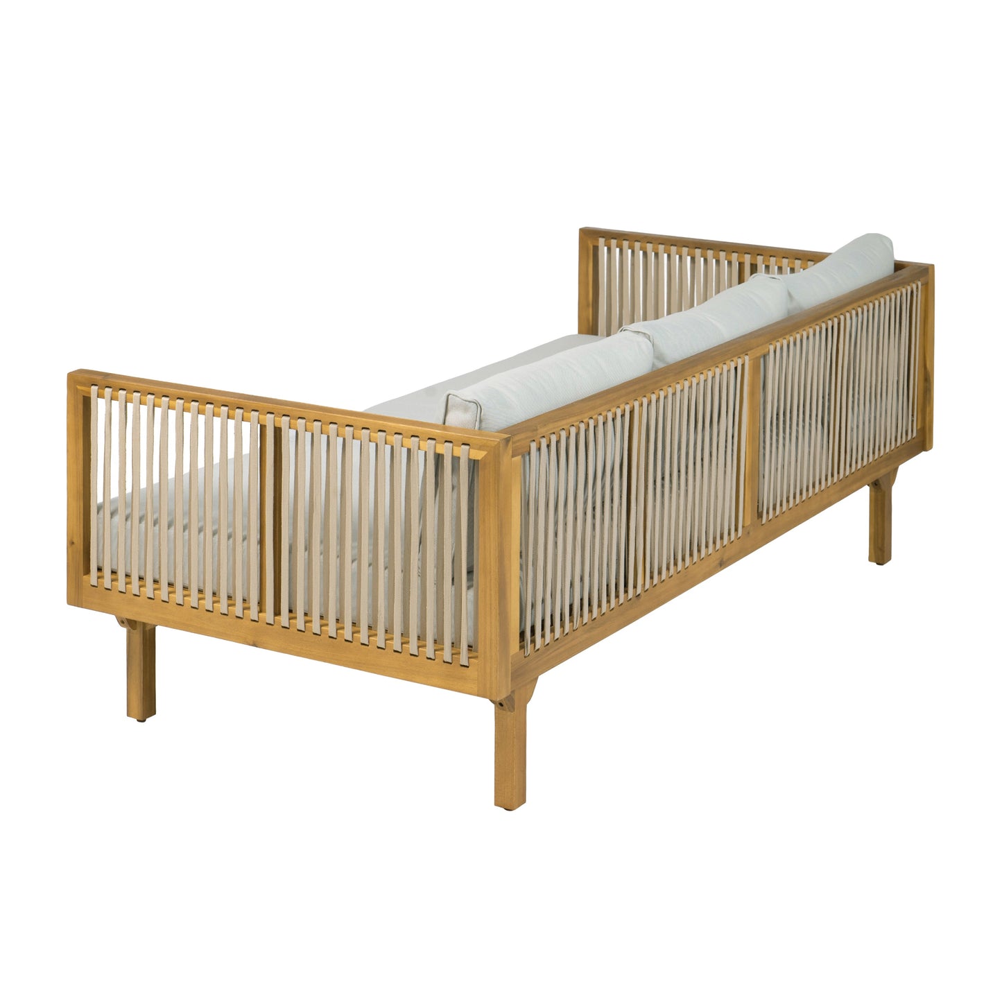 Outdoor Acacia Wood Patio Sofa with Teak Finish