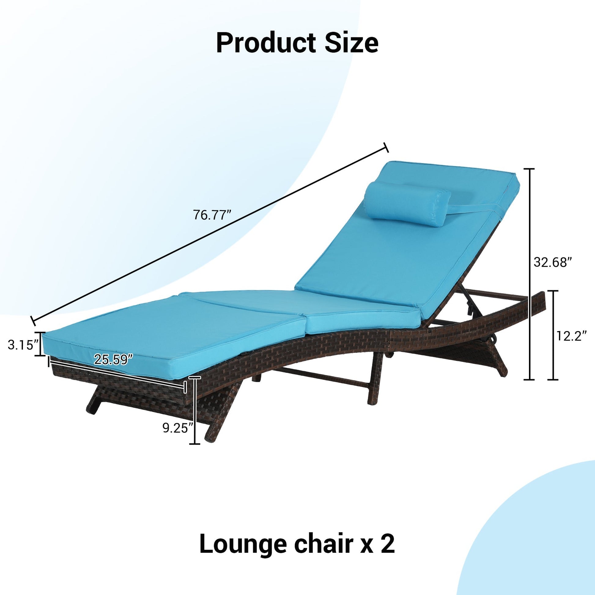 Outdoor wicker reclining chairs with blue cushions, set of 2 by HouseOfZazla on Tampa Home & Garden Store