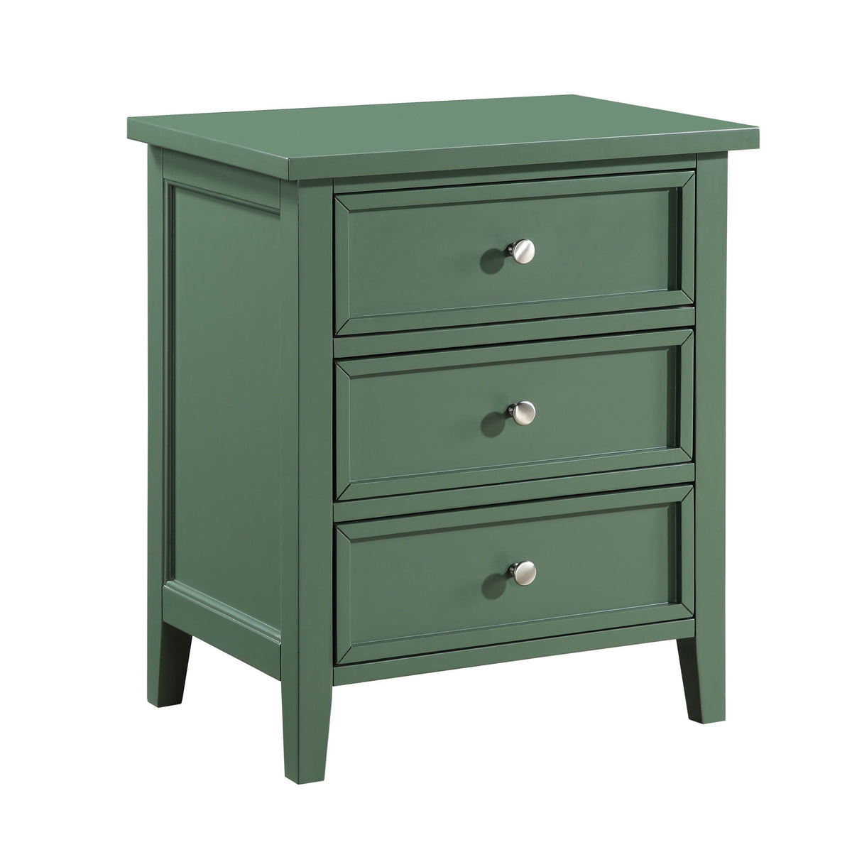 3 Drawer Nightstand with metal glides in dark green finish by HouseOfZazla, accent nightstand on Tampa Home & Garden Store