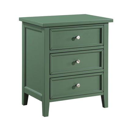 3 Drawer Nightstand with metal glides in dark green finish by HouseOfZazla, accent nightstand on Tampa Home & Garden Store