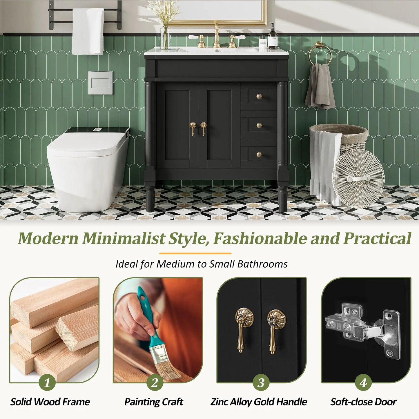 Bathroom Vanity With Ceramic Sink and Soft Close