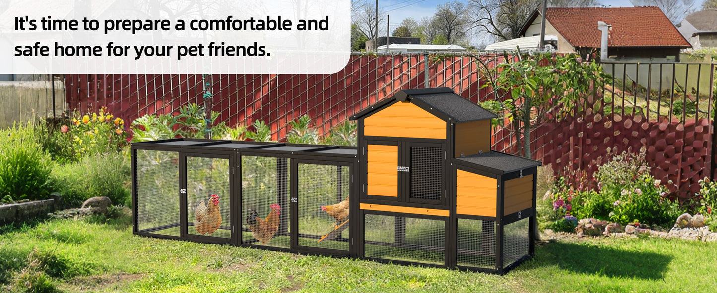 Large Outdoor Solid Wood Chicken Coop and Run