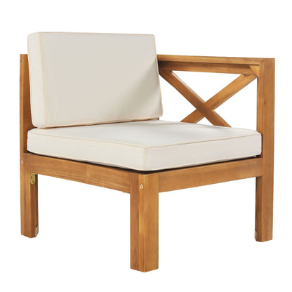 Acacia Wood Outdoor Patio Sectional Sofa Set