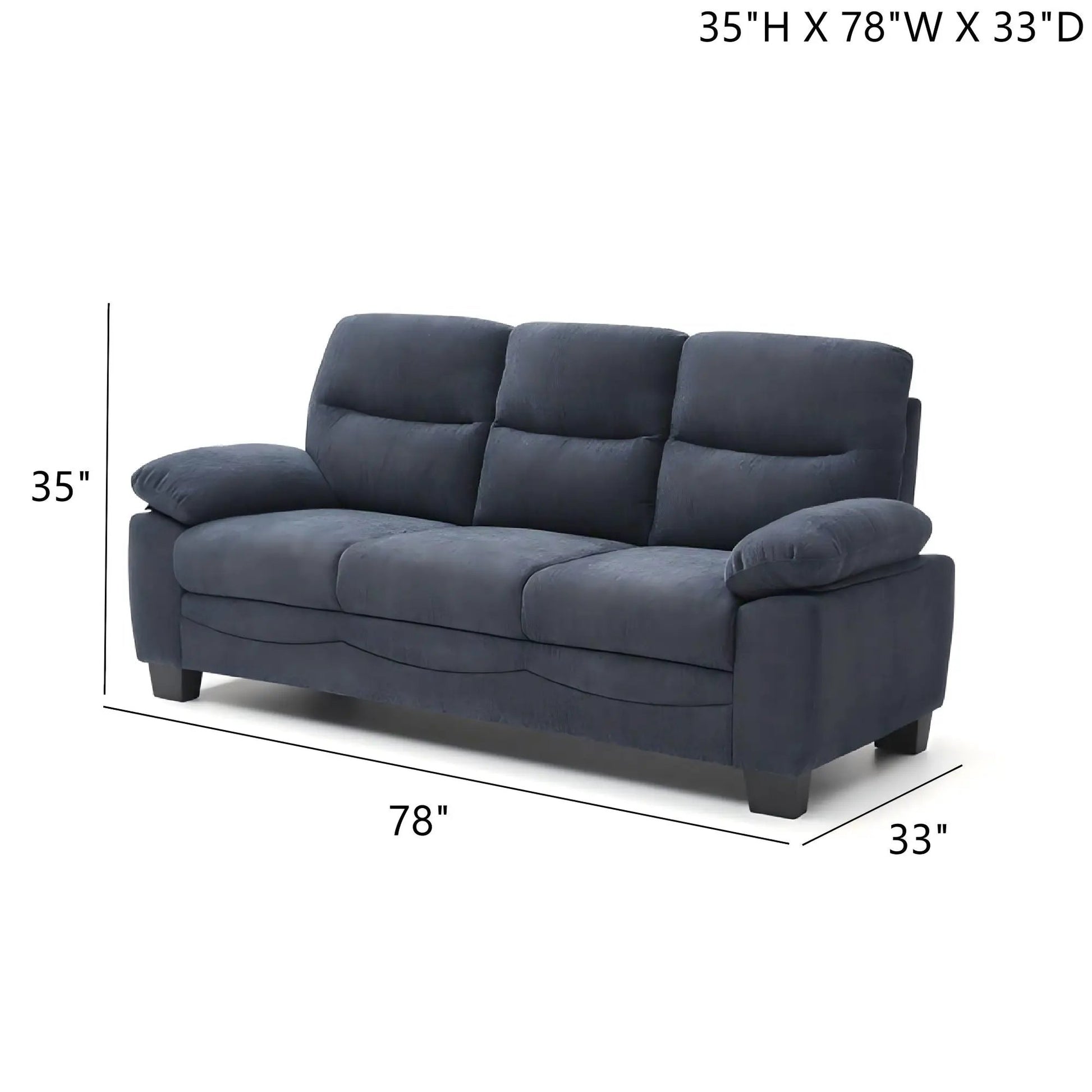 Summerton sofa with pillow top arms, dark blue fabric, Unique Piece Furniture, on Tampa Home & Garden Store