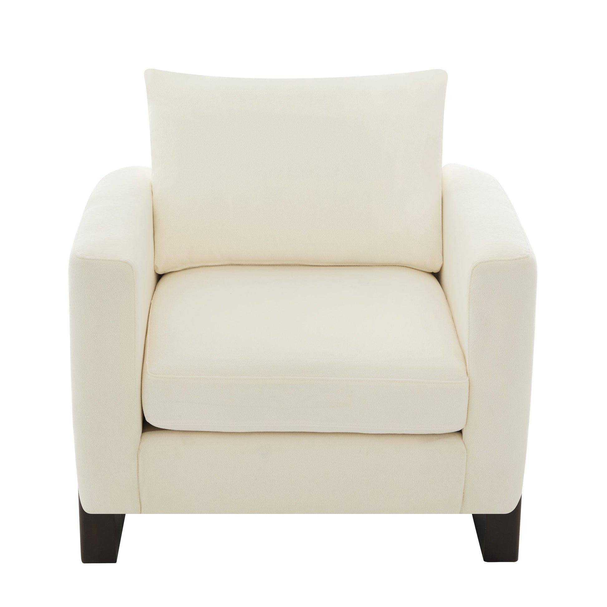 Modern Accent Chair by HouseOfZazla in cream upholstery with dark rubberwood legs on Tampa Home & Garden Store