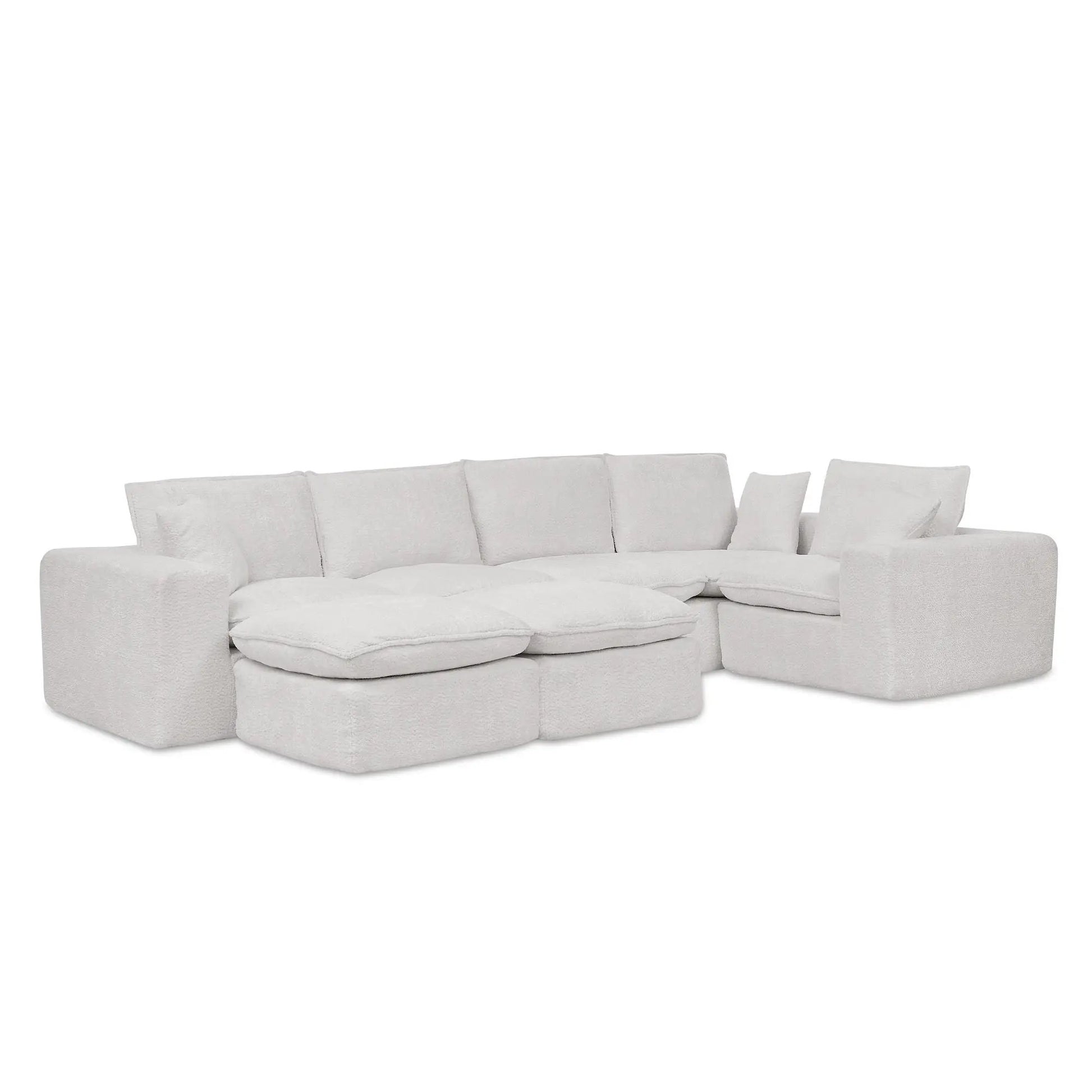 Sectional sofa with moveable ottoman, light gray fabric, 3-piece living room set on Tampa Home & Garden Store