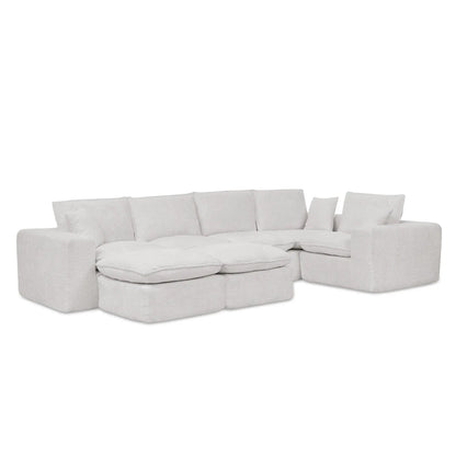 Sectional sofa with moveable ottoman, light gray fabric, 3-piece living room set on Tampa Home & Garden Store
