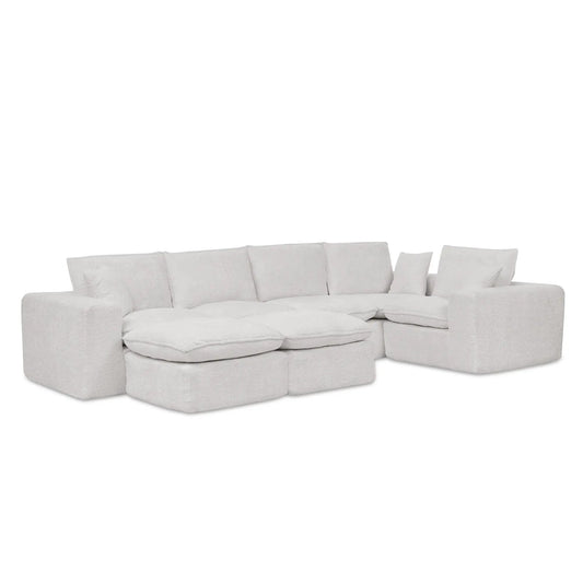 Sectional sofa with moveable ottoman, light gray fabric, 3-piece living room set on Tampa Home & Garden Store