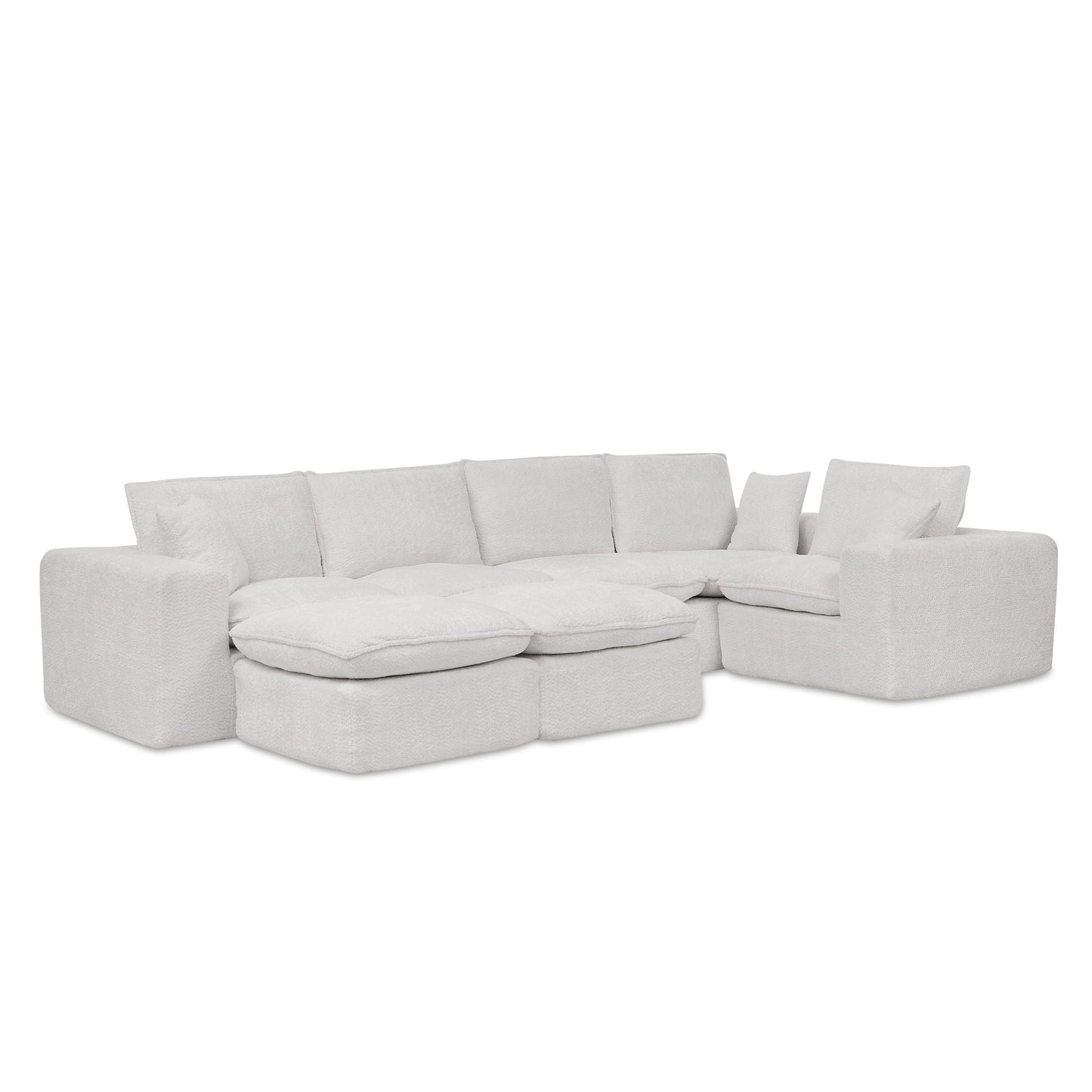 Sectional sofa with moveable ottoman in light gray fabric, HouseOfZazla 3-piece set on Tampa Home & Garden Store