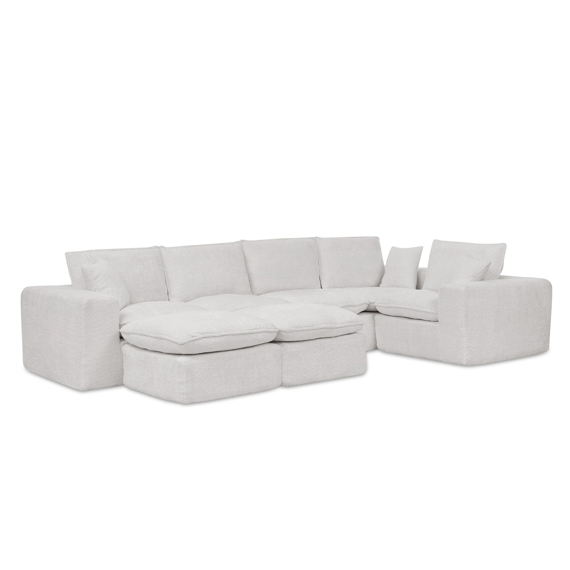 Sectional sofa with moveable ottoman in light gray fabric, HouseOfZazla 3-piece set on Tampa Home & Garden Store