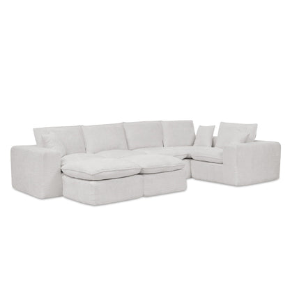 Sectional sofa with moveable ottoman in light gray fabric, HouseOfZazla 3-piece set on Tampa Home & Garden Store